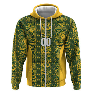 South Africa Indebe Yomhlaba Custom Zip Hoodie Ndebele Art Gold Edition