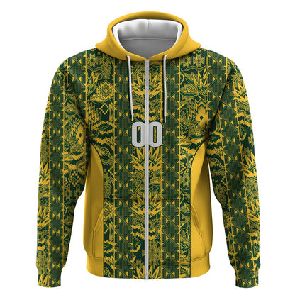 South Africa Indebe Yomhlaba Custom Zip Hoodie Ndebele Art Gold Edition