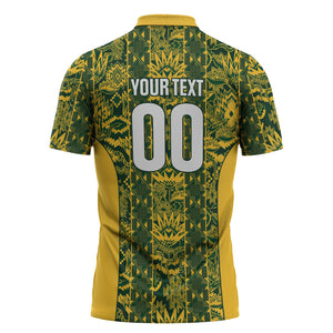 South Africa Indebe Yomhlaba Custom Zipper Polo Shirt Ndebele Art Gold Edition