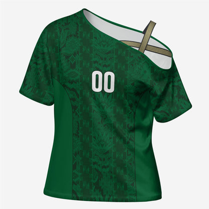 South Africa Indebe Yomhlaba Custom Cross Shoulder Shirt Ndebele Art Green Edition