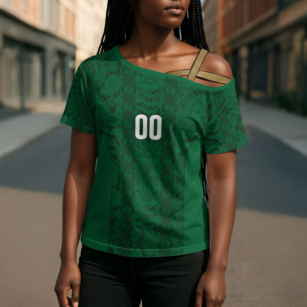 South Africa Indebe Yomhlaba Custom Cross Shoulder Shirt Ndebele Art Green Edition