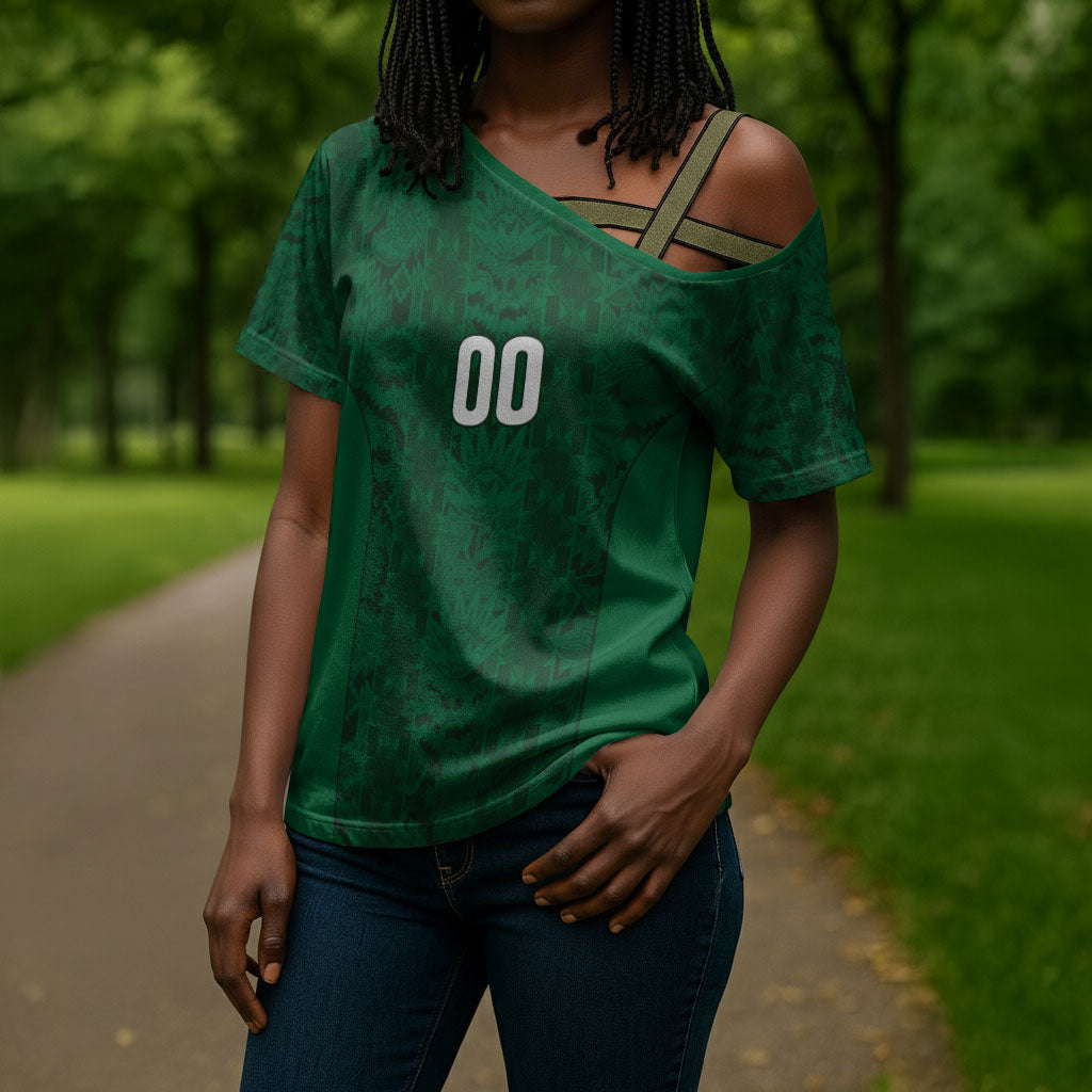South Africa Indebe Yomhlaba Custom Cross Shoulder Shirt Ndebele Art Green Edition