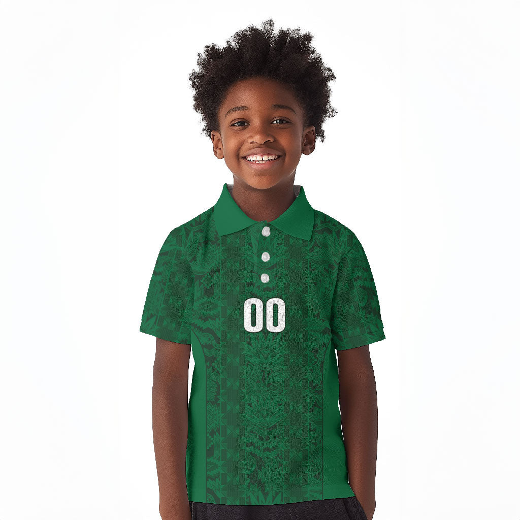 South Africa Indebe Yomhlaba Custom Kid Polo Shirt Ndebele Art Green Edition