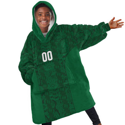 South Africa Indebe Yomhlaba Custom Kid Wearable Blanket Hoodie Ndebele Art Green Edition