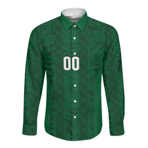 South Africa Indebe Yomhlaba Custom Long Sleeve Button Shirt Ndebele Art Green Edition