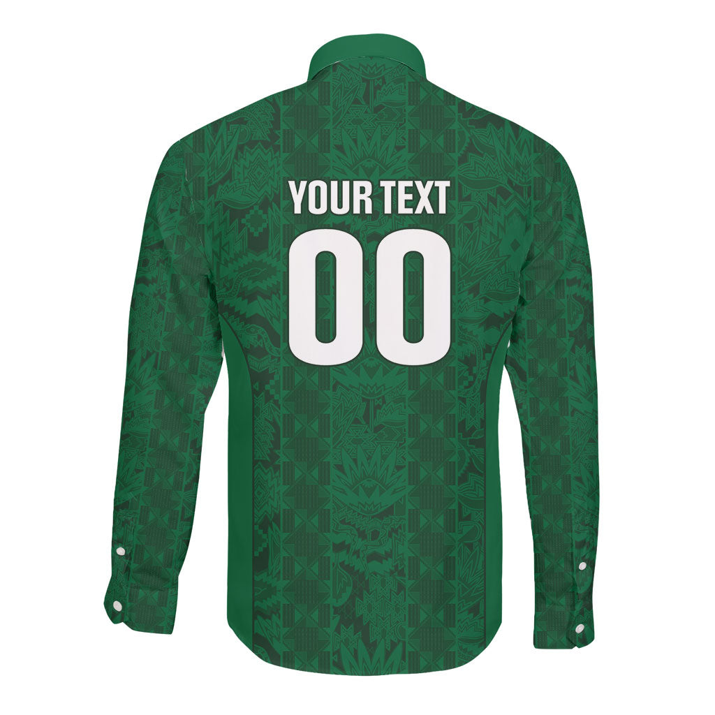 South Africa Indebe Yomhlaba Custom Long Sleeve Button Shirt Ndebele Art Green Edition