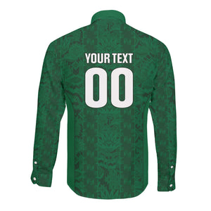 South Africa Indebe Yomhlaba Custom Long Sleeve Button Shirt Ndebele Art Green Edition