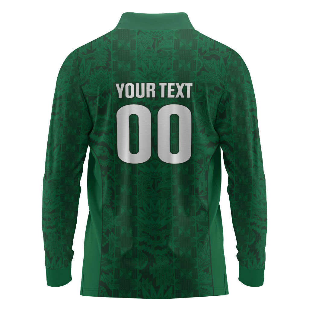 South Africa Indebe Yomhlaba Custom Long Sleeve Polo Shirt Ndebele Art Green Edition