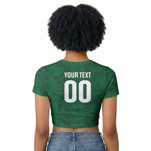 South Africa Indebe Yomhlaba Custom Raglan Cropped T shirt Ndebele Art Green Edition