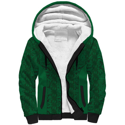 South Africa Indebe Yomhlaba Custom Sherpa Hoodie Ndebele Art Green Edition
