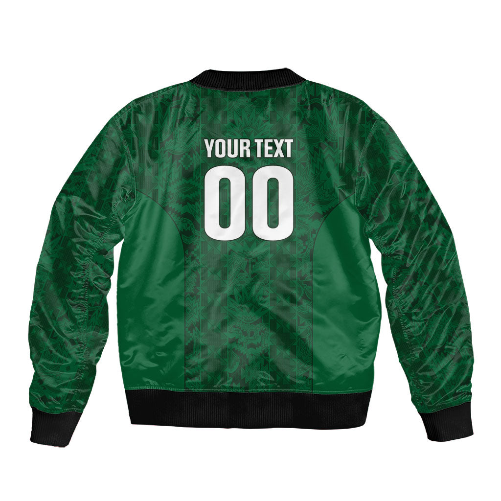 South Africa Indebe Yomhlaba Custom Sleeve Zip Bomber Jacket Ndebele Art Green Edition