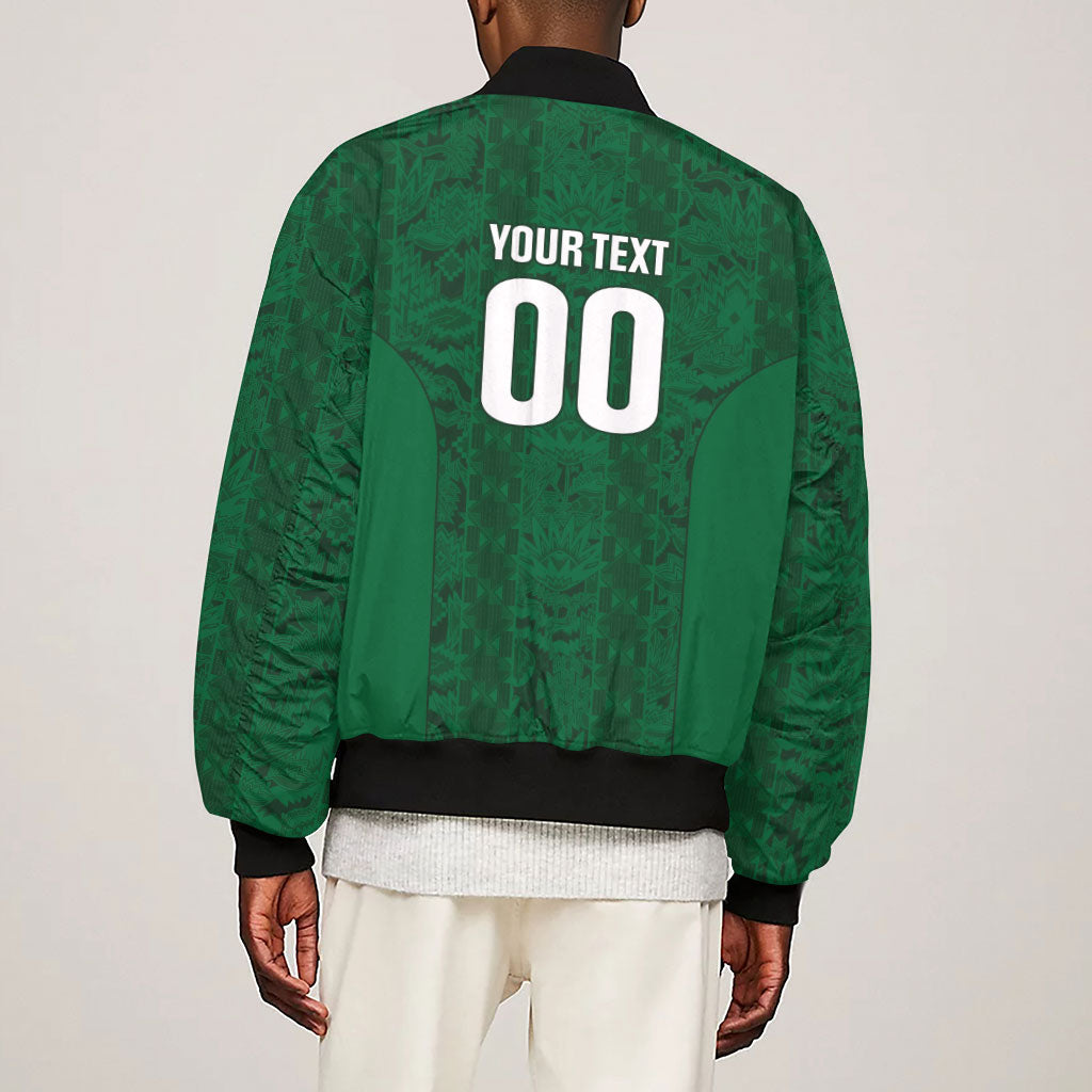 South Africa Indebe Yomhlaba Custom Sleeve Zip Bomber Jacket Ndebele Art Green Edition