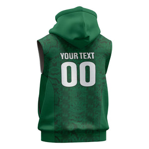 South Africa Indebe Yomhlaba Custom Sleeveless Hoodie Ndebele Art Green Edition