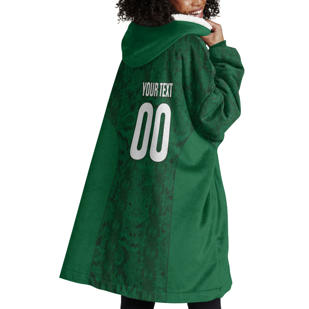 South Africa Indebe Yomhlaba Custom Wearable Blanket Hoodie Ndebele Art Green Edition
