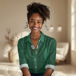 South Africa Indebe Yomhlaba Custom Women Casual Shirt Ndebele Art Green Edition