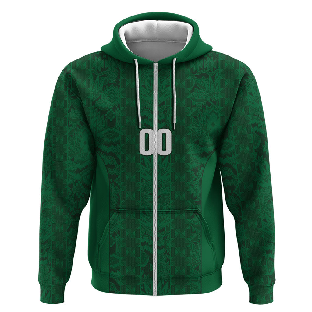 South Africa Indebe Yomhlaba Custom Zip Hoodie Ndebele Art Green Edition