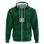 South Africa Indebe Yomhlaba Custom Zip Hoodie Ndebele Art Green Edition