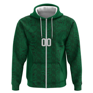 South Africa Indebe Yomhlaba Custom Zip Hoodie Ndebele Art Green Edition
