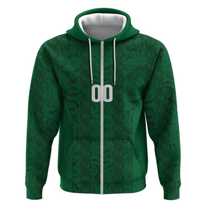 South Africa Indebe Yomhlaba Custom Zip Hoodie Ndebele Art Green Edition