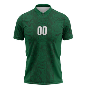 South Africa Indebe Yomhlaba Custom Zipper Polo Shirt Ndebele Art Green Edition
