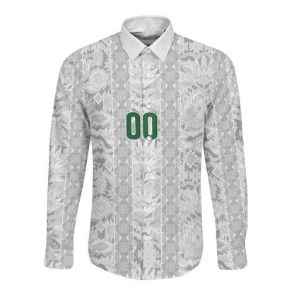 South Africa Indebe Yomhlaba Custom Long Sleeve Button Shirt Ndebele Art White Edition