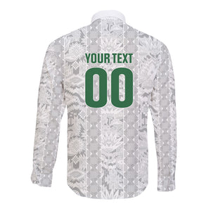 South Africa Indebe Yomhlaba Custom Long Sleeve Button Shirt Ndebele Art White Edition