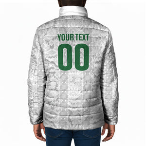 South Africa Indebe Yomhlaba Custom Padded Jacket Ndebele Art White Edition