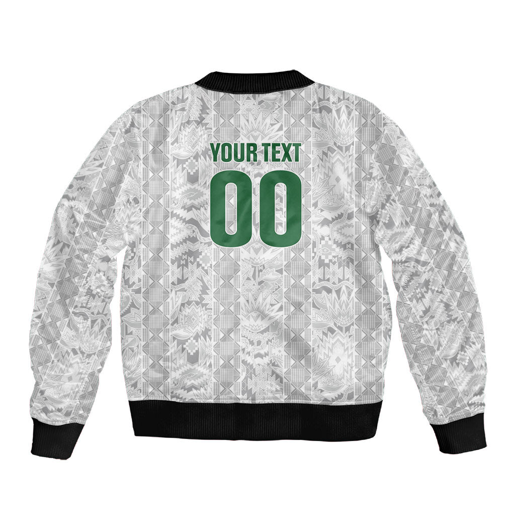 South Africa Indebe Yomhlaba Custom Sleeve Zip Bomber Jacket Ndebele Art White Edition