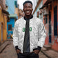 South Africa Indebe Yomhlaba Custom Sleeve Zip Bomber Jacket Ndebele Art White Edition