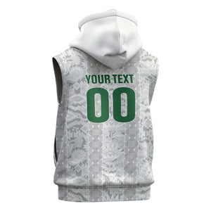 South Africa Indebe Yomhlaba Custom Sleeveless Zip Hoodie Ndebele Art White Edition