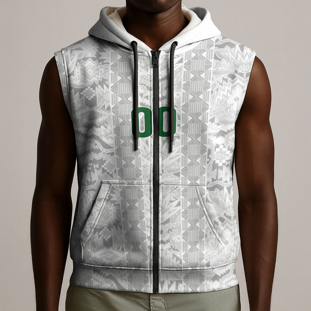 South Africa Indebe Yomhlaba Custom Sleeveless Zip Hoodie Ndebele Art White Edition