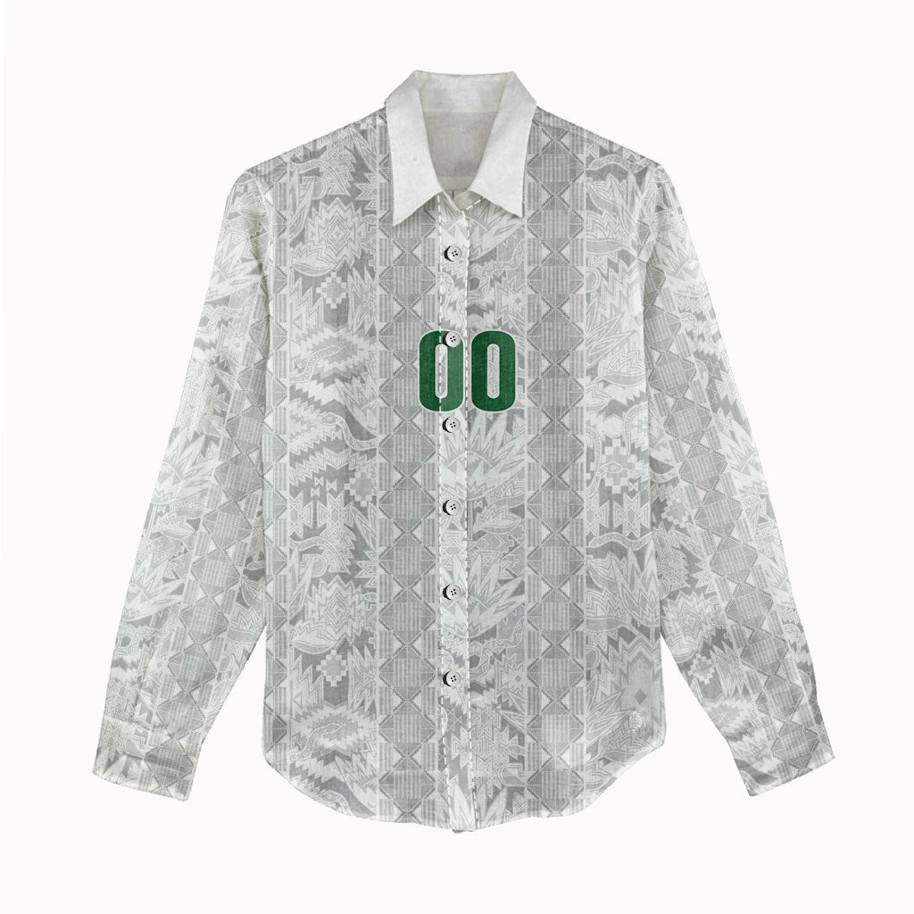 South Africa Indebe Yomhlaba Custom Women Casual Shirt Ndebele Art White Edition