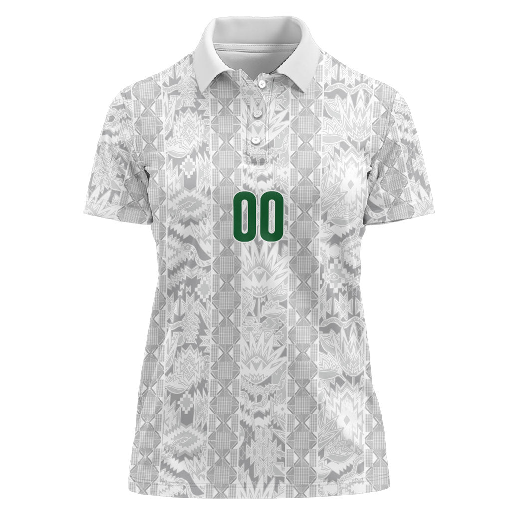 South Africa Indebe Yomhlaba Custom Women Polo Shirt Ndebele Art White Edition