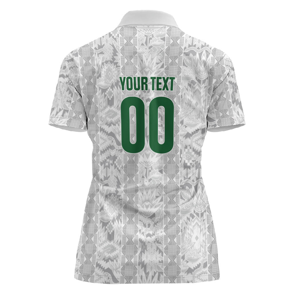 South Africa Indebe Yomhlaba Custom Women Polo Shirt Ndebele Art White Edition