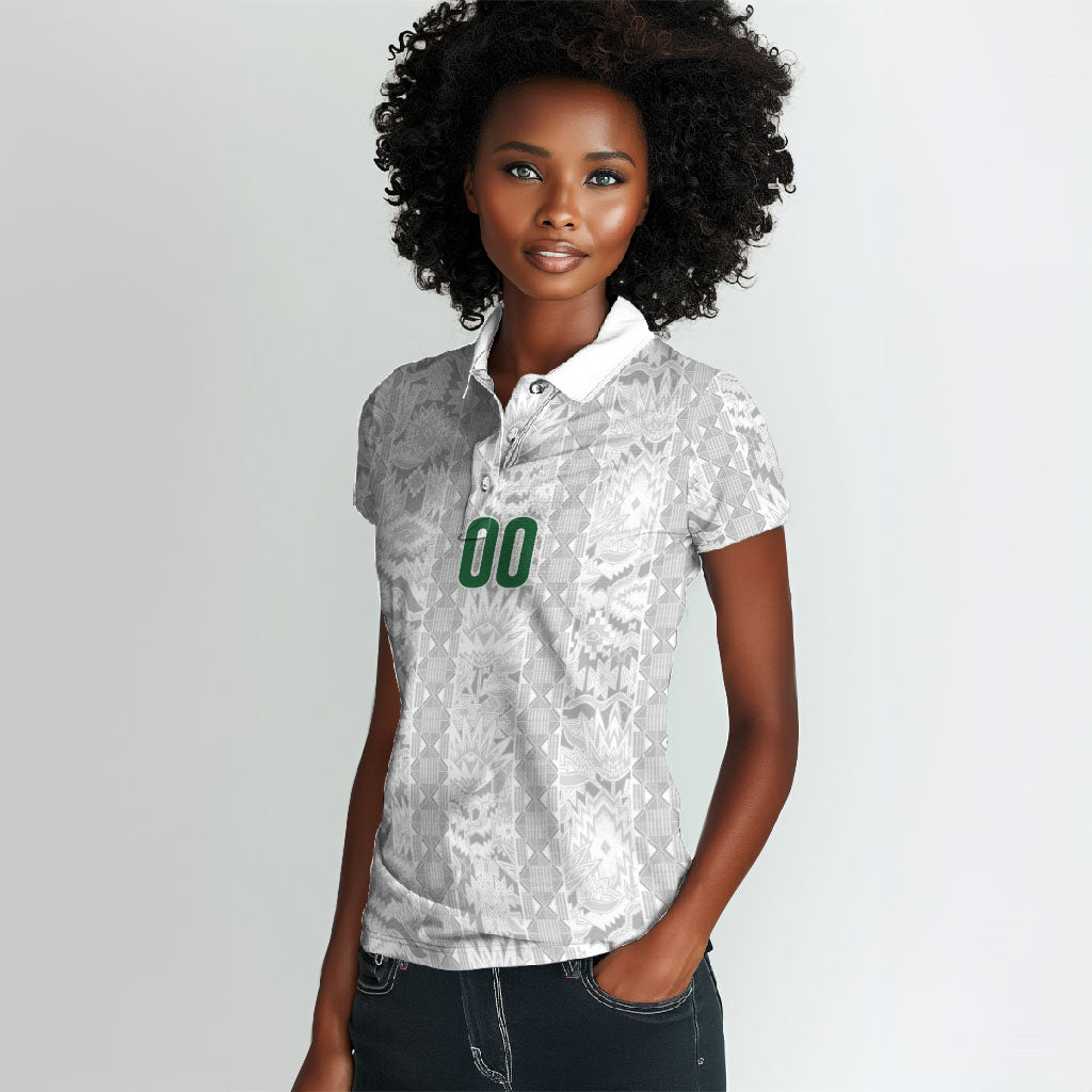 South Africa Indebe Yomhlaba Custom Women Polo Shirt Ndebele Art White Edition