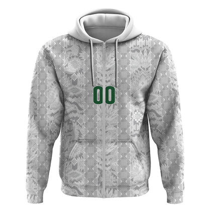 South Africa Indebe Yomhlaba Custom Zip Hoodie Ndebele Art White Edition