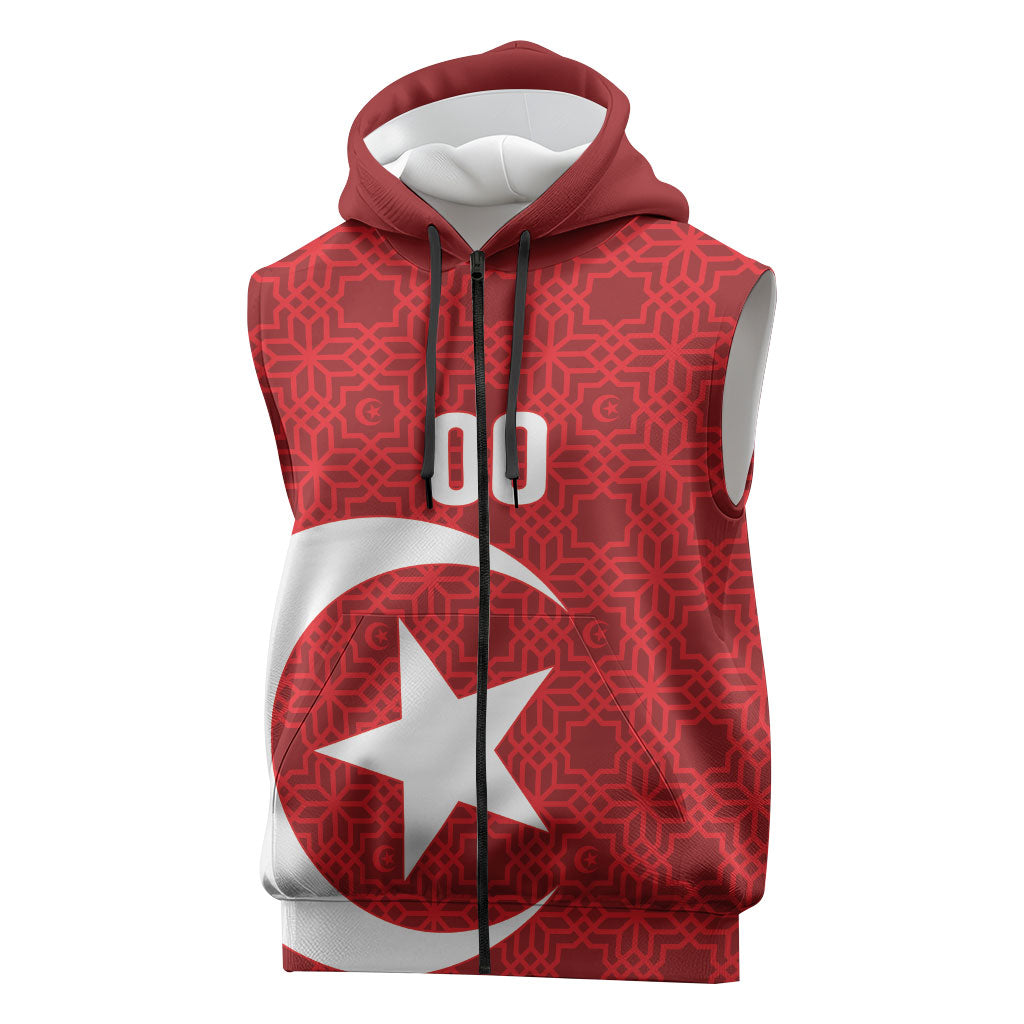 Tunisia Custom Sleeveless Zip Hoodie Carthage Heritage Edition