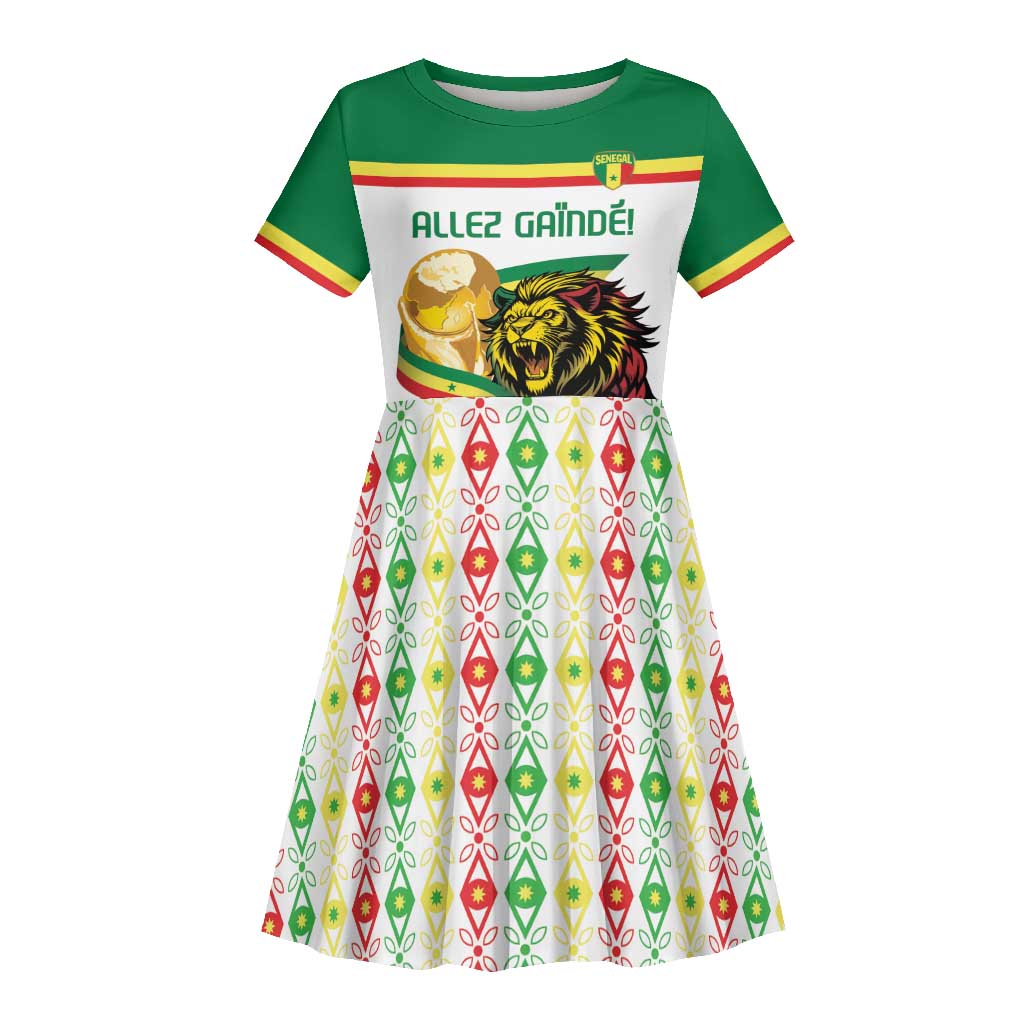 Personalized Senegal WC26 Future Champions Kid Short Sleeve Dress Lions de la Teranga Allez Gainde