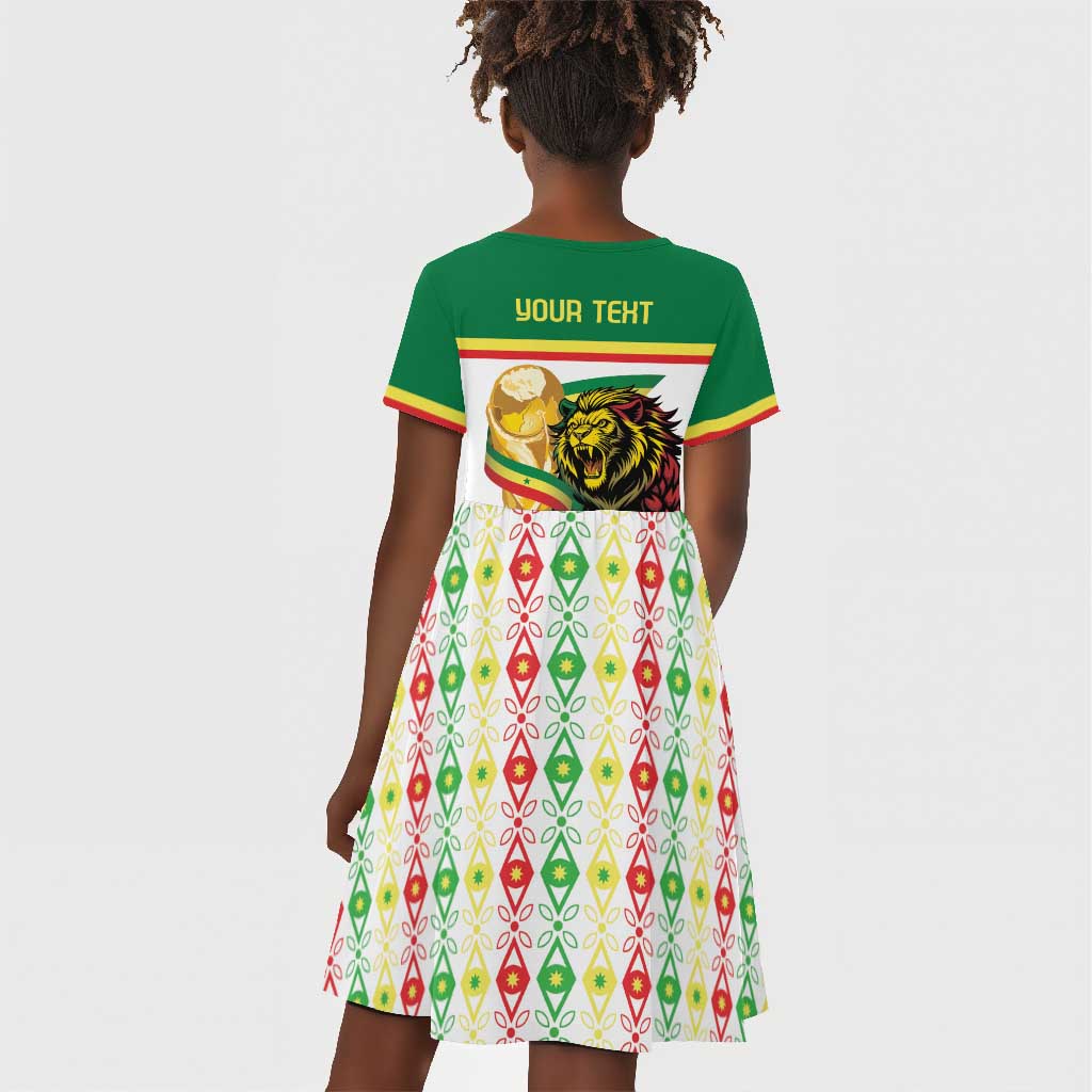 Personalized Senegal WC26 Future Champions Kid Short Sleeve Dress Lions de la Teranga Allez Gainde