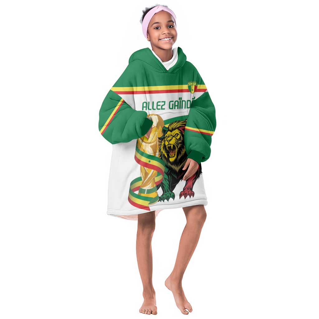 Personalized Senegal WC26 Future Champions Kid Wearable Blanket Hoodie Lions de la Teranga Allez Gainde