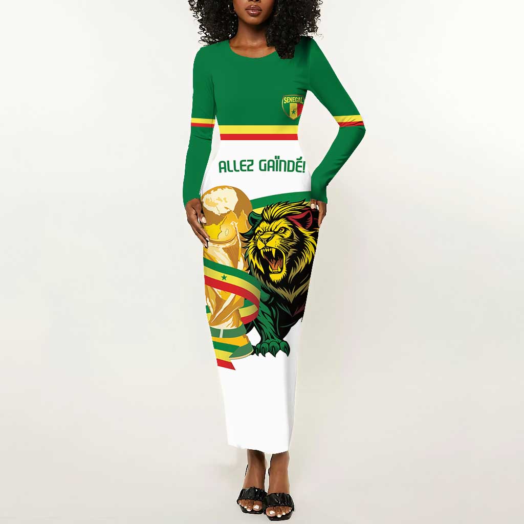 Personalized Senegal WC26 Future Champions Long Sleeve Bodycon Dress Lions de la Teranga Allez Gainde