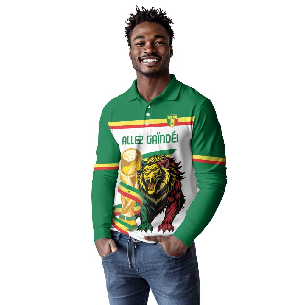 Personalized Senegal WC26 Future Champions Long Sleeve Polo Shirt Lions de la Teranga Allez Gainde