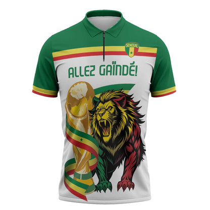 Personalized Senegal WC26 Future Champions Zipper Polo Shirt Lions de la Teranga Allez Gainde
