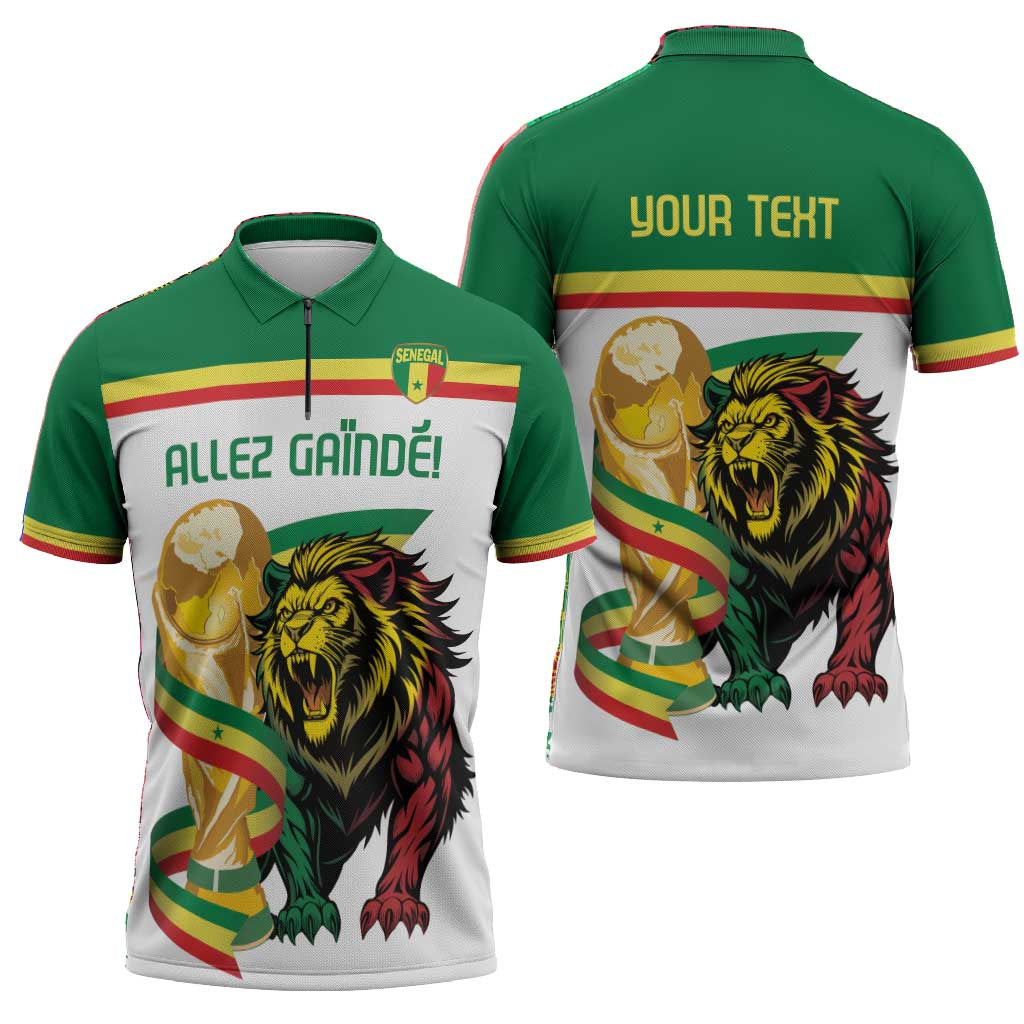 Personalized Senegal WC26 Future Champions Zipper Polo Shirt Lions de la Teranga Allez Gainde