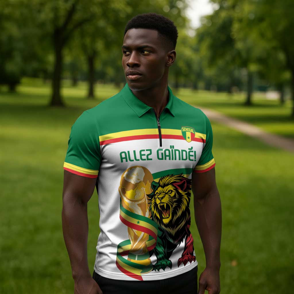 Personalized Senegal WC26 Future Champions Zipper Polo Shirt Lions de la Teranga Allez Gainde