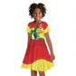 Personalized Senegal Independence Day Kid Short Sleeve Dress African Renaissance Monument
