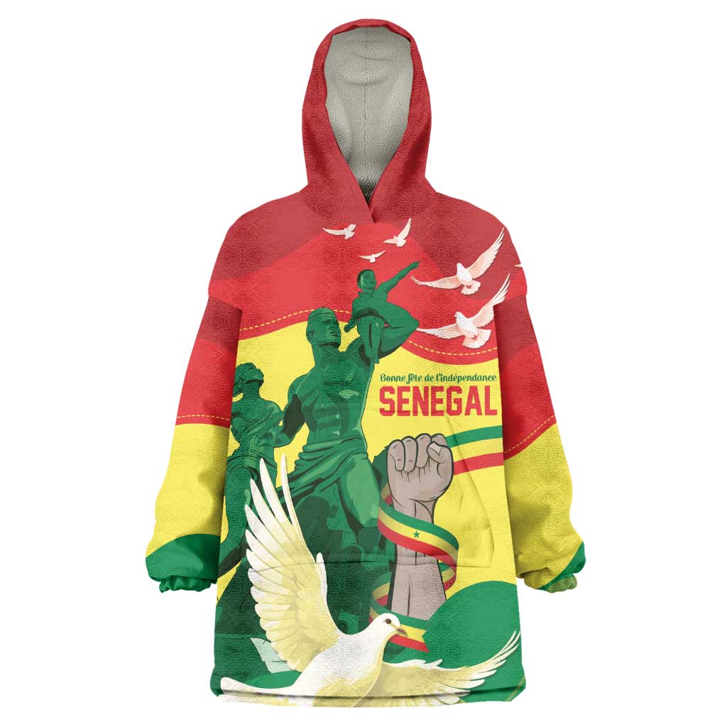 Personalized Senegal Independence Day Kid Wearable Blanket Hoodie African Renaissance Monument