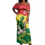 Personalized Senegal Independence Day Off Shoulder Maxi Dress African Renaissance Monument
