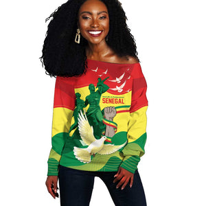 Personalized Senegal Independence Day Off Shoulder Sweater African Renaissance Monument