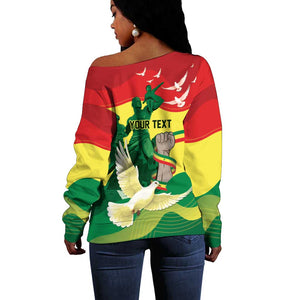 Personalized Senegal Independence Day Off Shoulder Sweater African Renaissance Monument